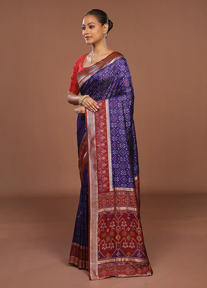 Purple Dupion Silk Saree With Blouse Piece - Image 4