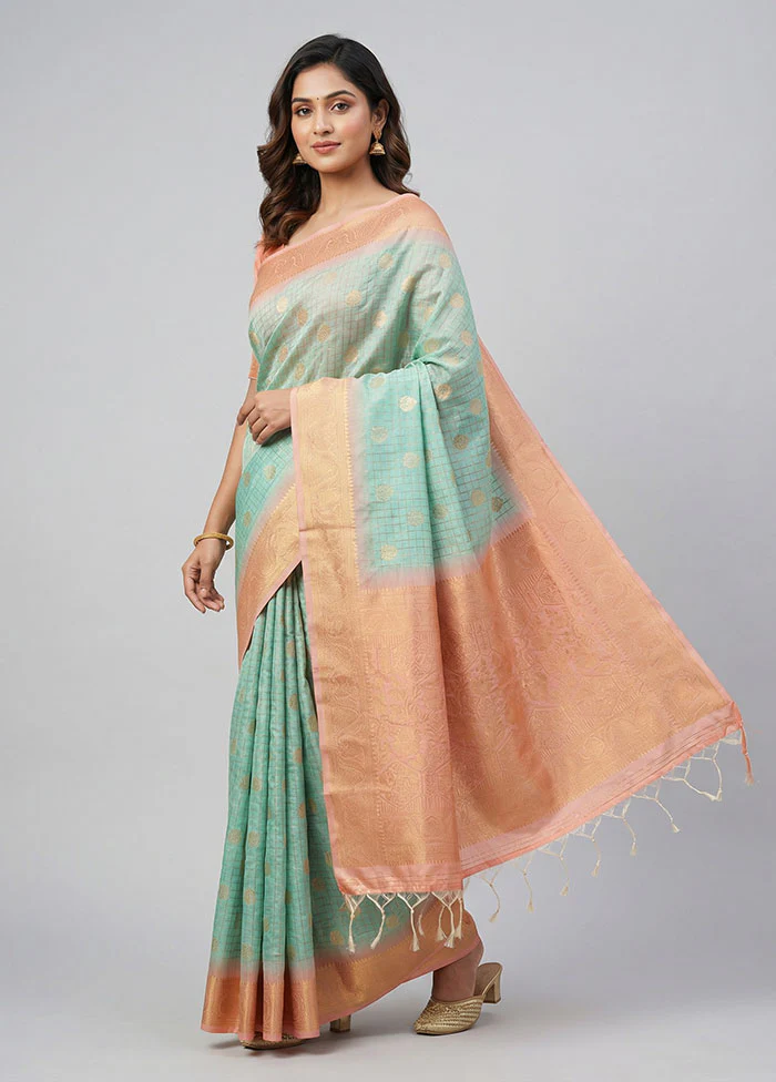 Blue Dupion Silk Saree With Blouse Piece