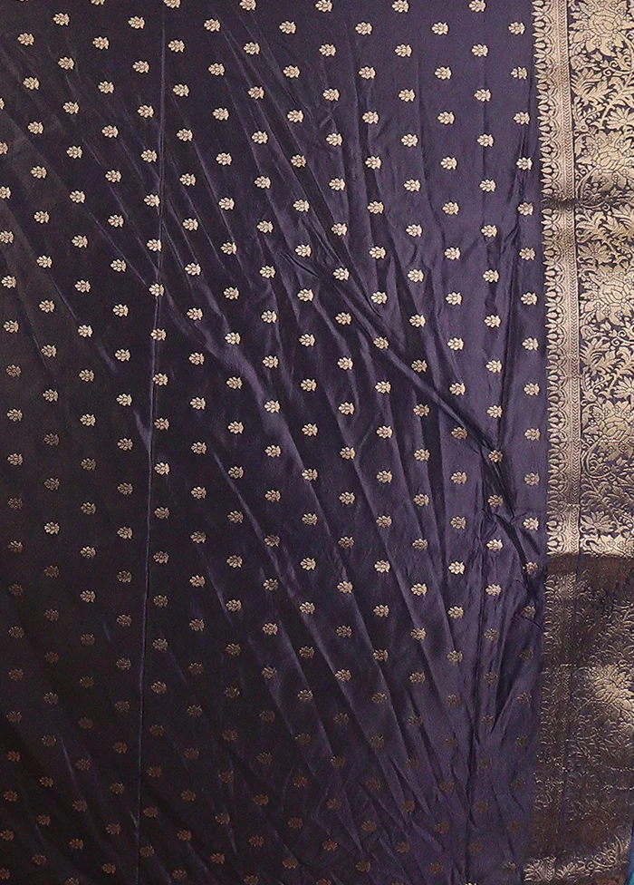 Blue Dupion Silk Saree With Blouse Piece - Image 5