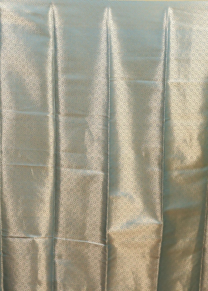 Blue Dupion Silk Saree With Blouse Piece - Image 5
