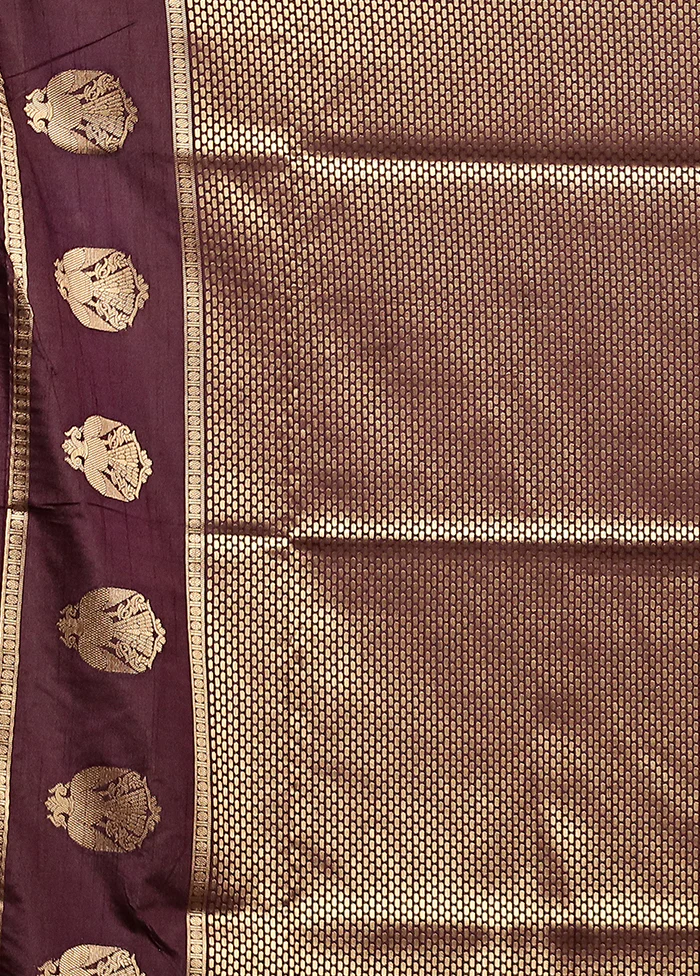 Blue Dupion Silk Saree With Blouse Piece - Image 5