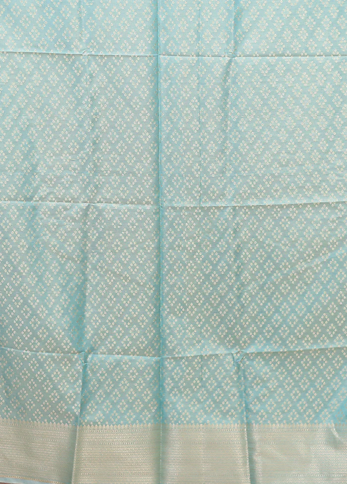 Blue Dupion Silk Saree With Blouse Piece - Image 5