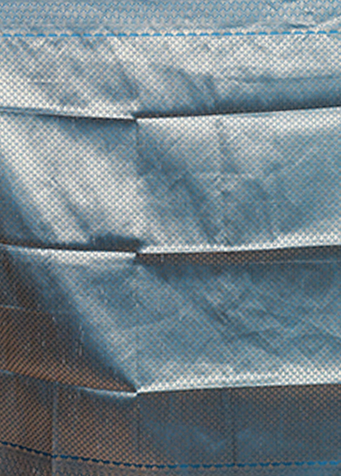 Blue Dupion Silk Saree With Blouse Piece - Image 5