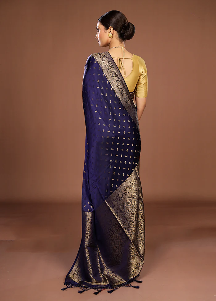 Purple Dupion Silk Saree With Blouse Piece - Image 3