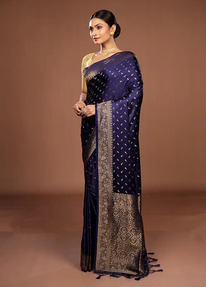 Purple Dupion Silk Saree With Blouse Piece - Image 4