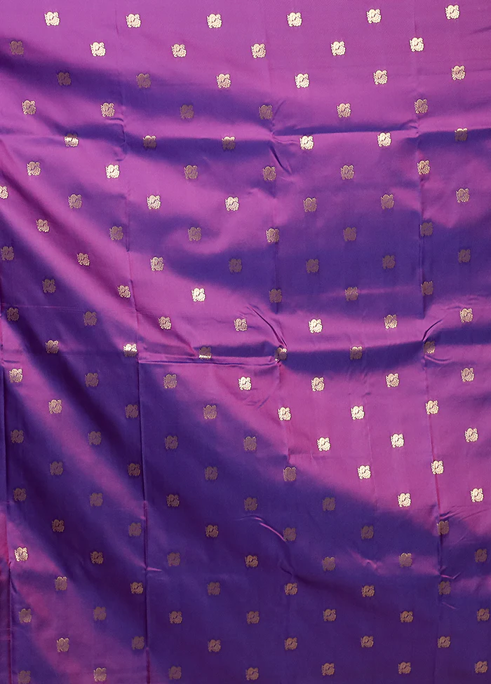Blue Dupion Silk Saree With Blouse Piece - Image 5