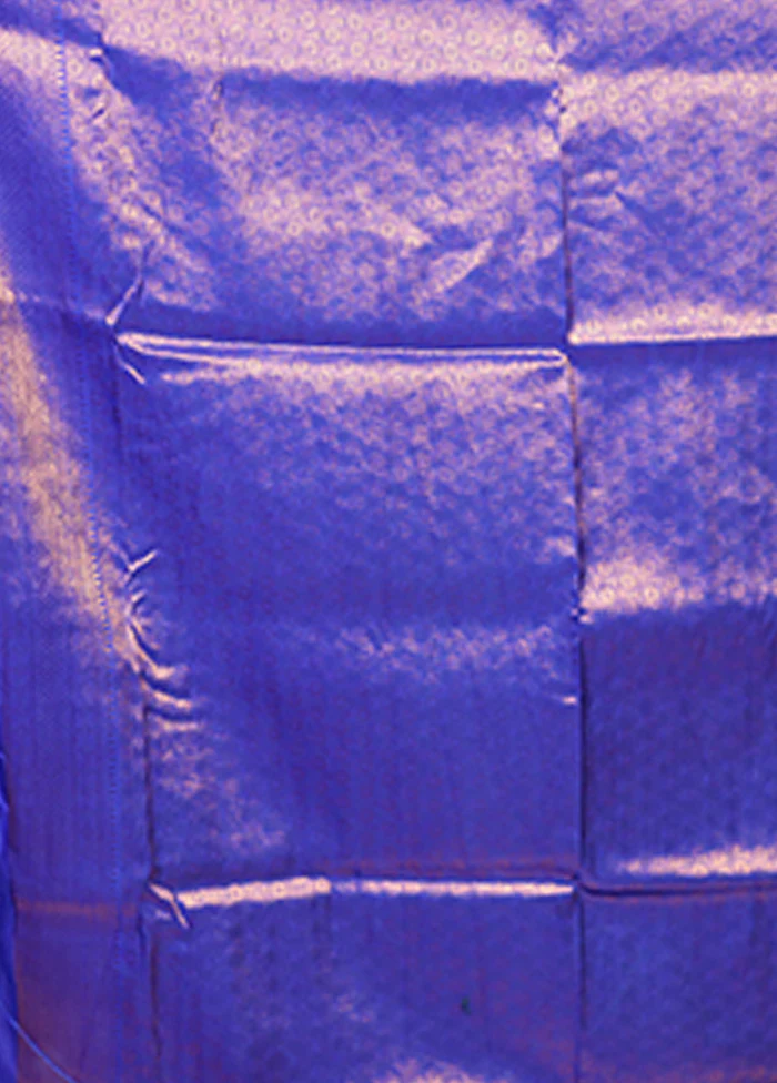 Blue Dupion Silk Saree With Blouse Piece - Image 5