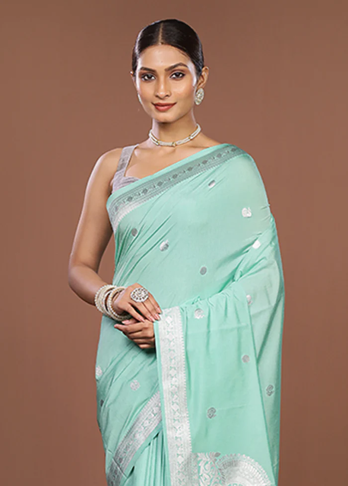 Blue Dupion Silk Saree With Blouse Piece
