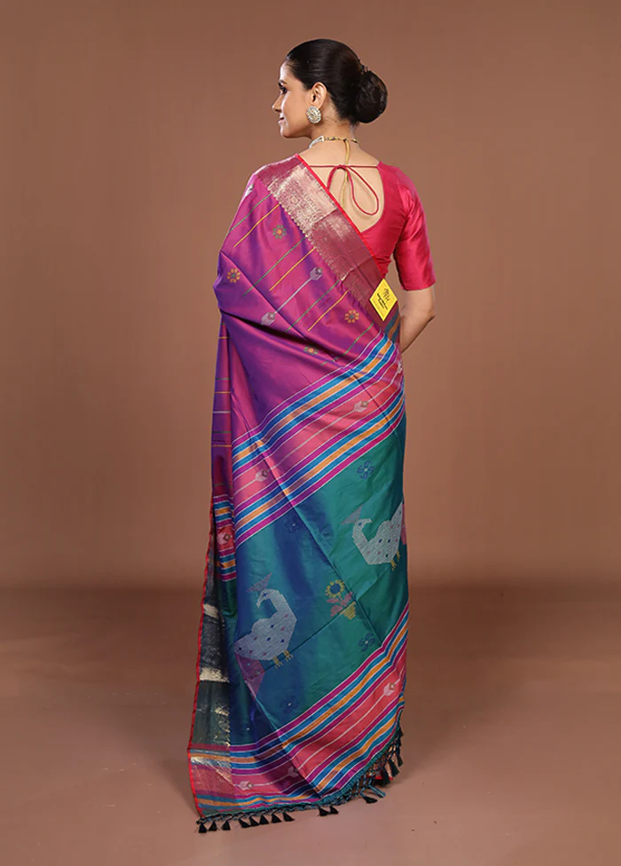 Pink Dupion Silk Saree With Blouse Piece - Image 3