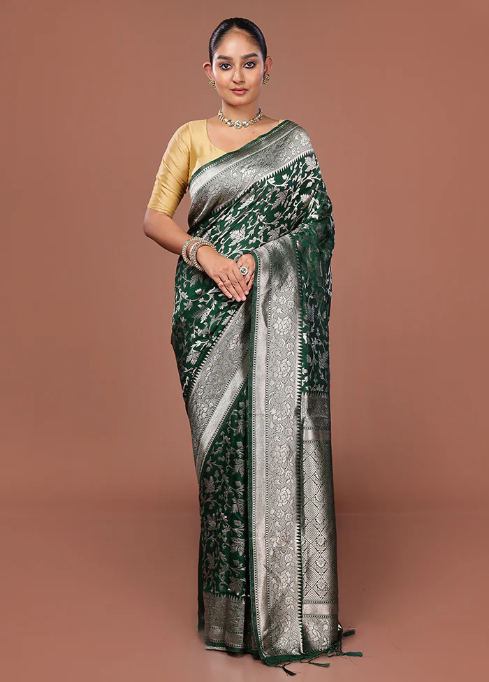 Blue Dupion Silk Saree With Blouse Piece - Image 2