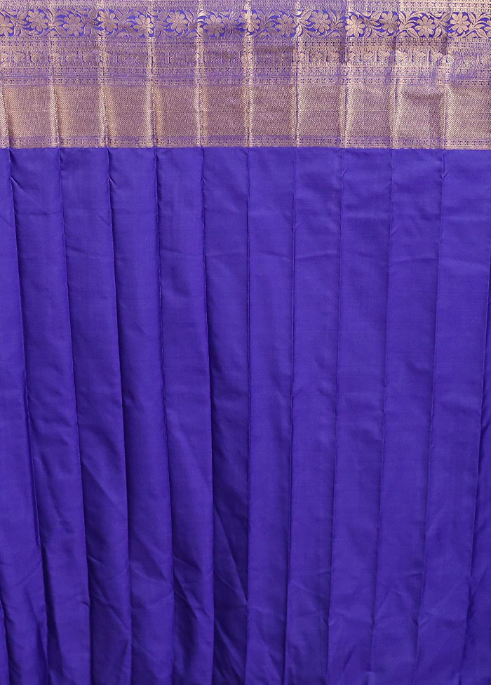 Cream Gadwal Silk Saree Without Blouse Piece - Image 5