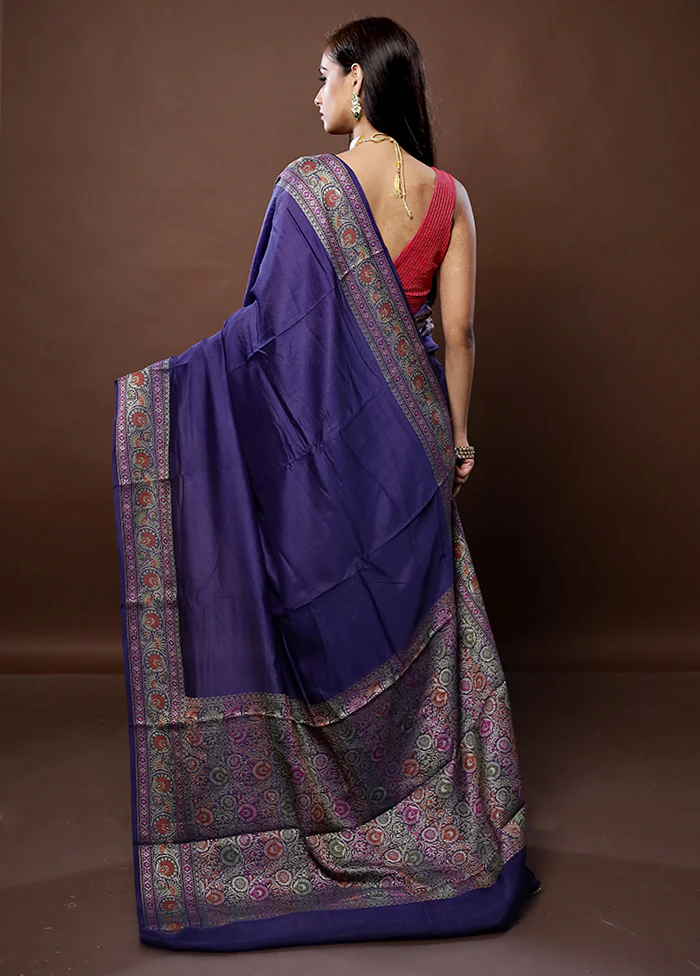 Blue Georgette Saree With Blouse Piece - Image 3