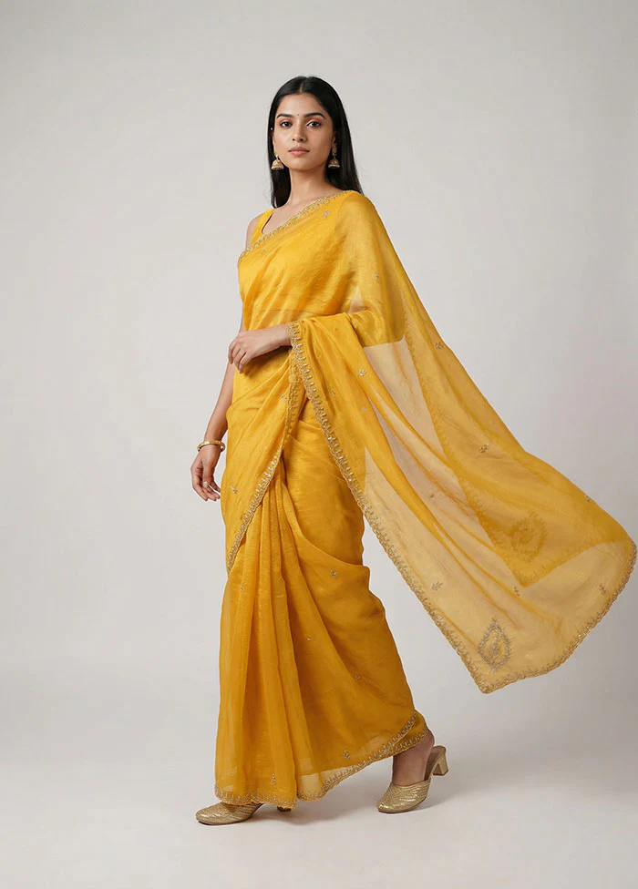 Blue Georgette Saree With Blouse Piece