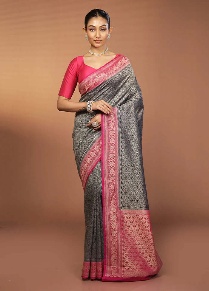 Blue Georgette Saree With Blouse Piece - Image 2