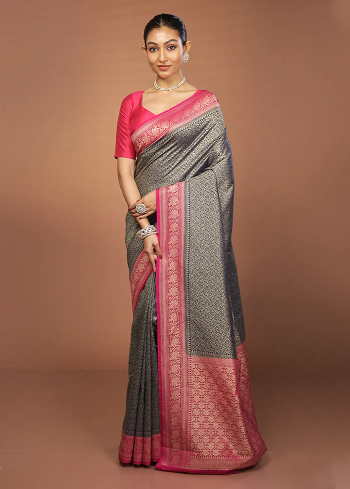 Blue Georgette Saree With Blouse Piece - Image 4