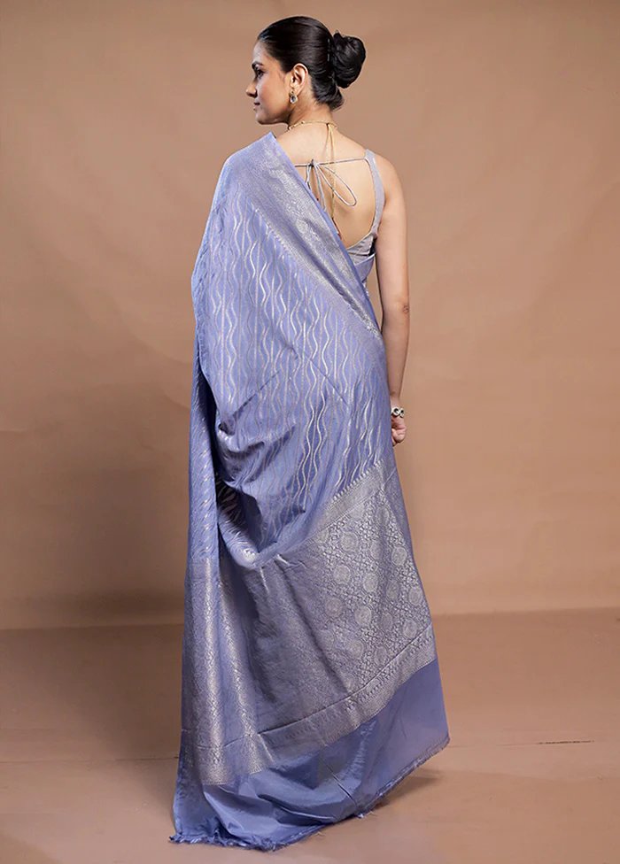 Blue Georgette Saree With Blouse Piece - Image 3