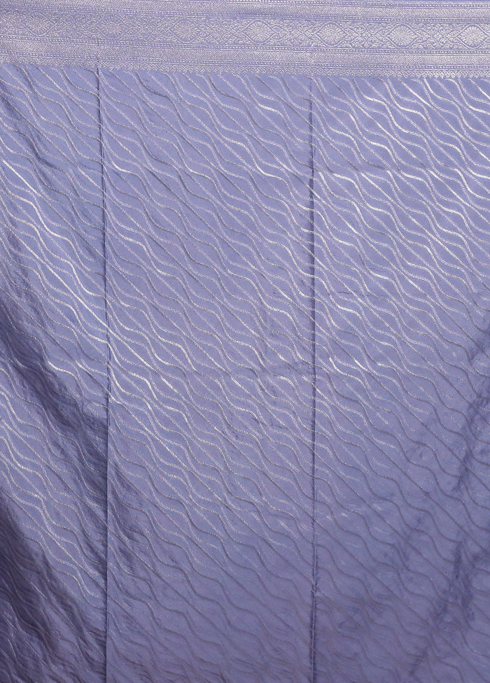 Blue Georgette Saree With Blouse Piece - Image 5