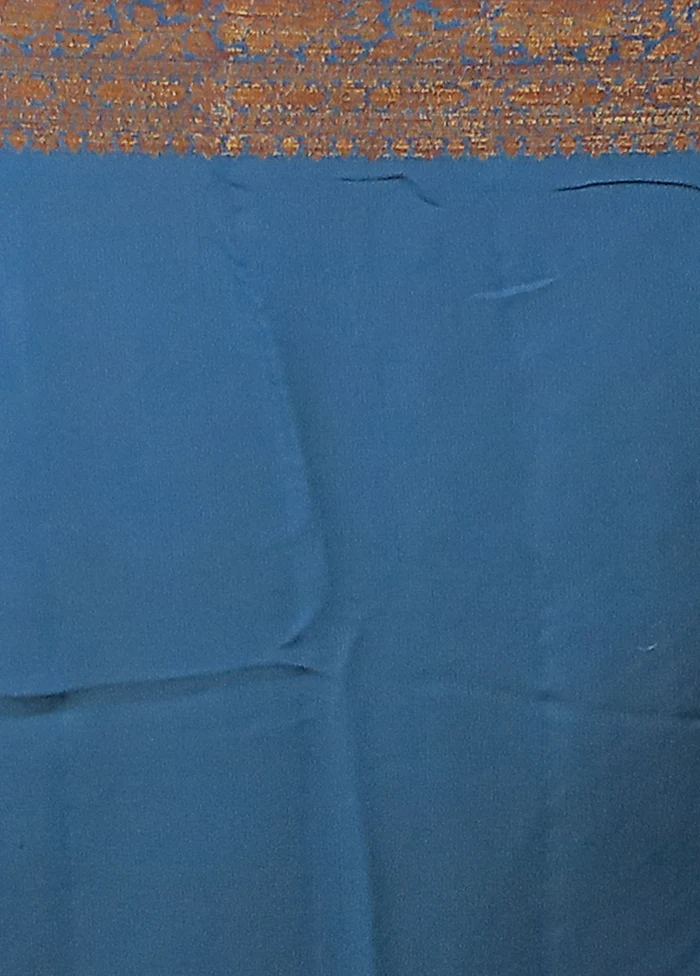 Blue Georgette Saree With Blouse Piece - Image 5