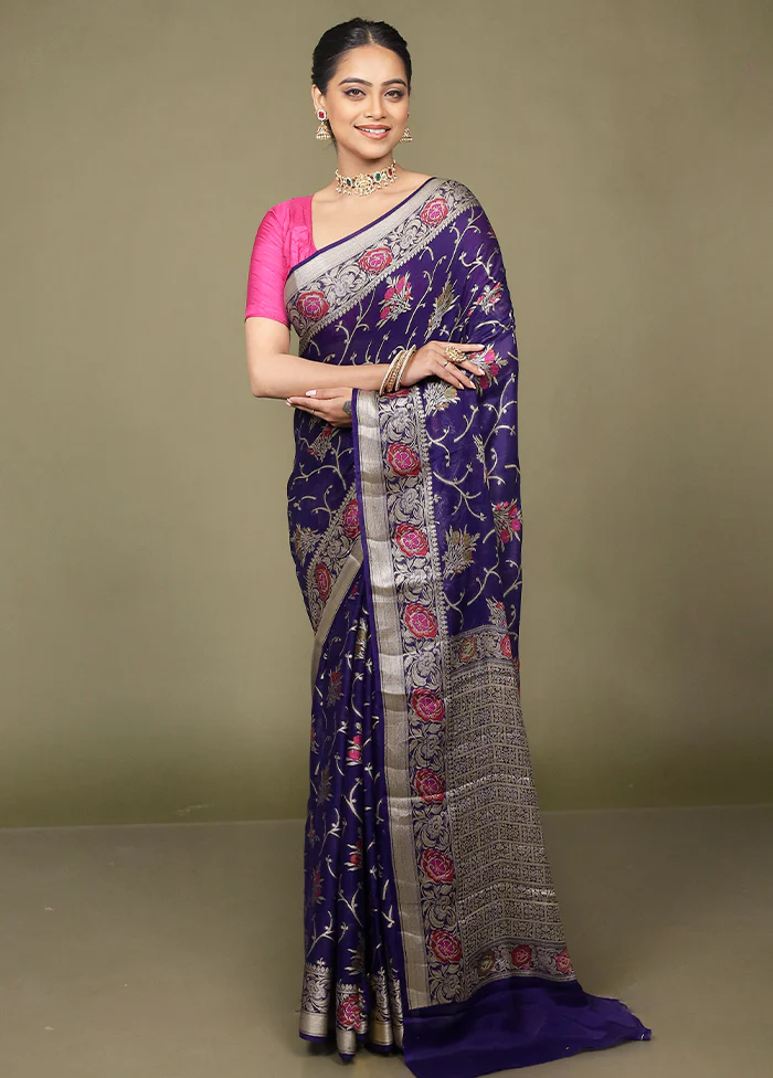 Blue Georgette Saree With Blouse Piece - Image 2