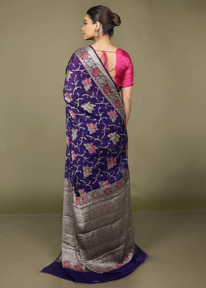 Blue Georgette Saree With Blouse Piece - Image 3
