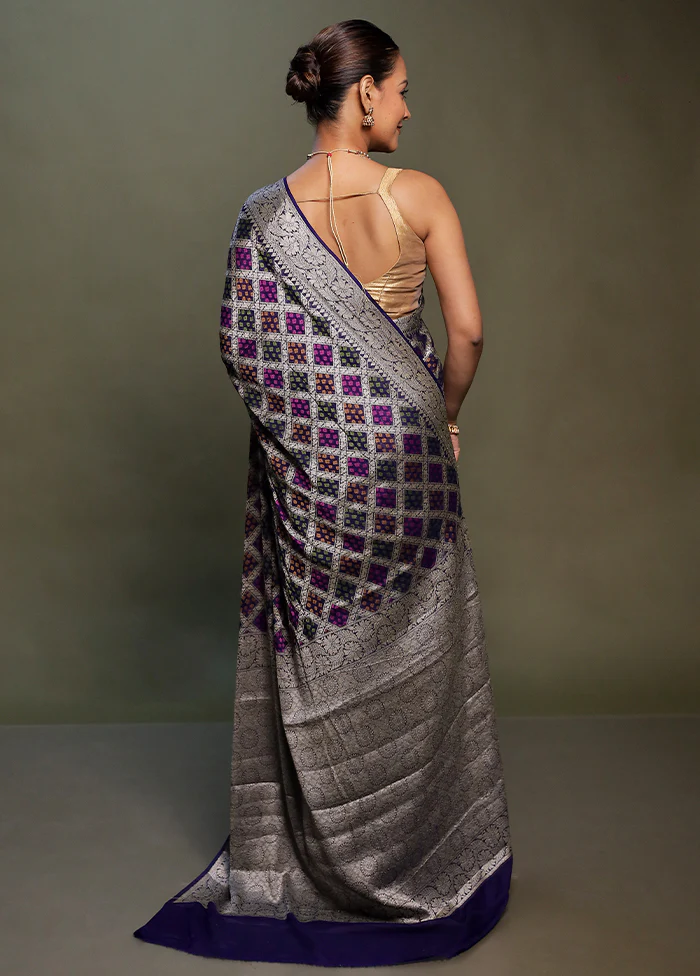 Blue Georgette Saree With Blouse Piece - Image 3