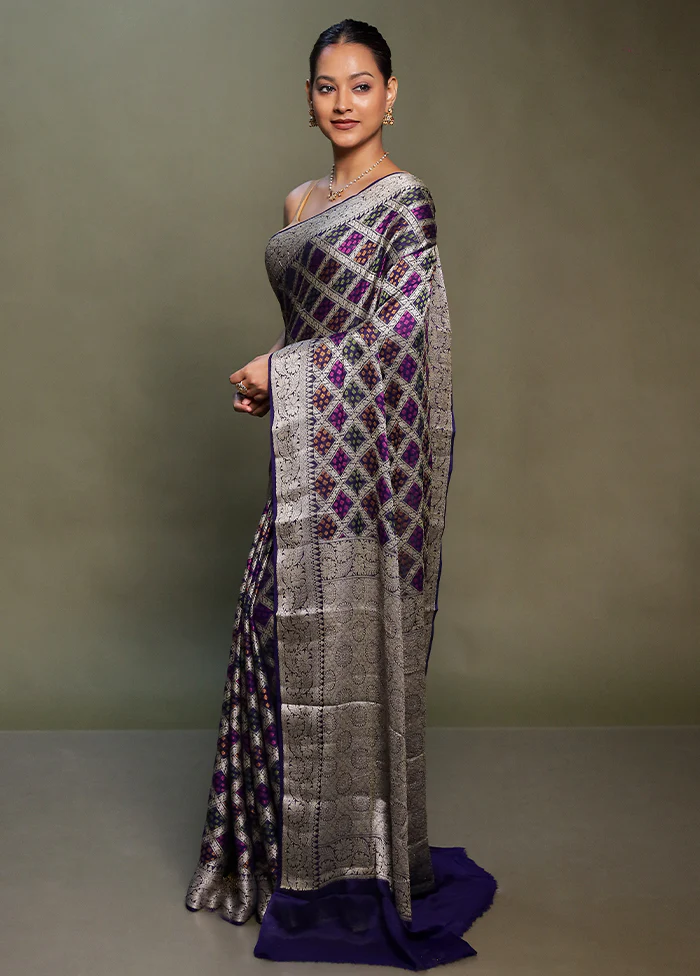 Blue Georgette Saree With Blouse Piece - Image 4