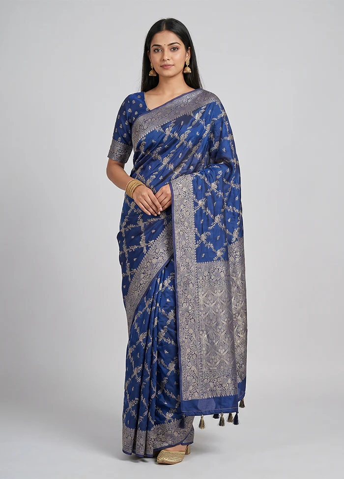 Blue Georgette Saree With Blouse Piece