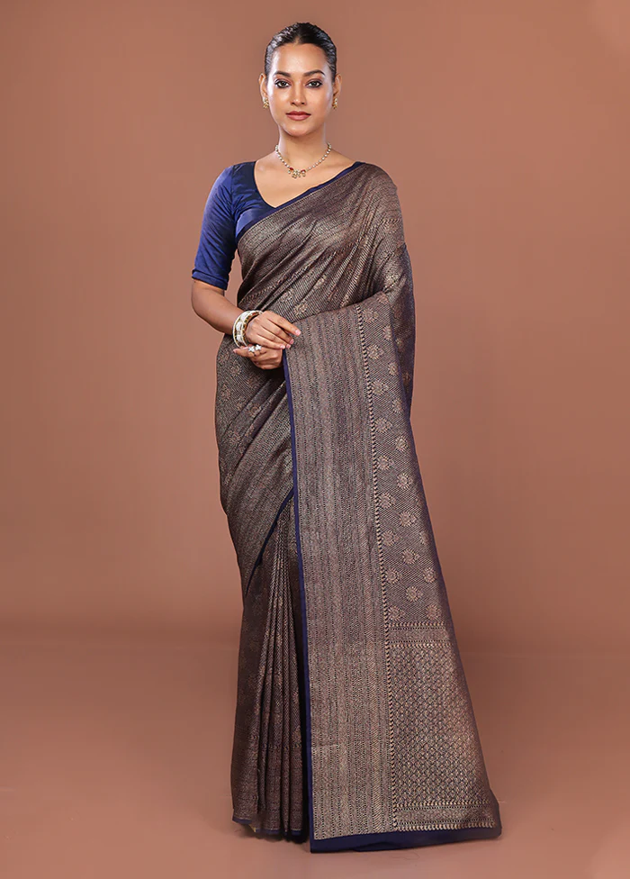 Blue Georgette Saree With Blouse Piece - Image 2