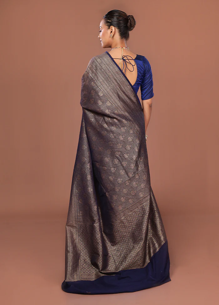 Blue Georgette Saree With Blouse Piece - Image 3
