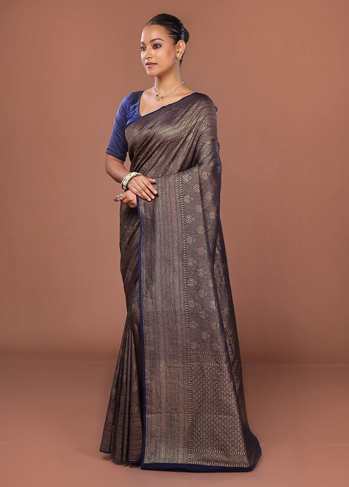 Blue Georgette Saree With Blouse Piece - Image 4