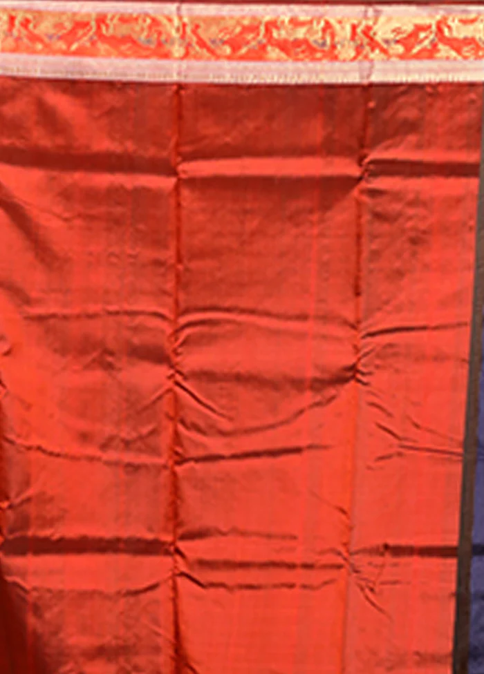 Blue Handloom Baluchari Pure Silk Saree With Blouse Piece - Image 5