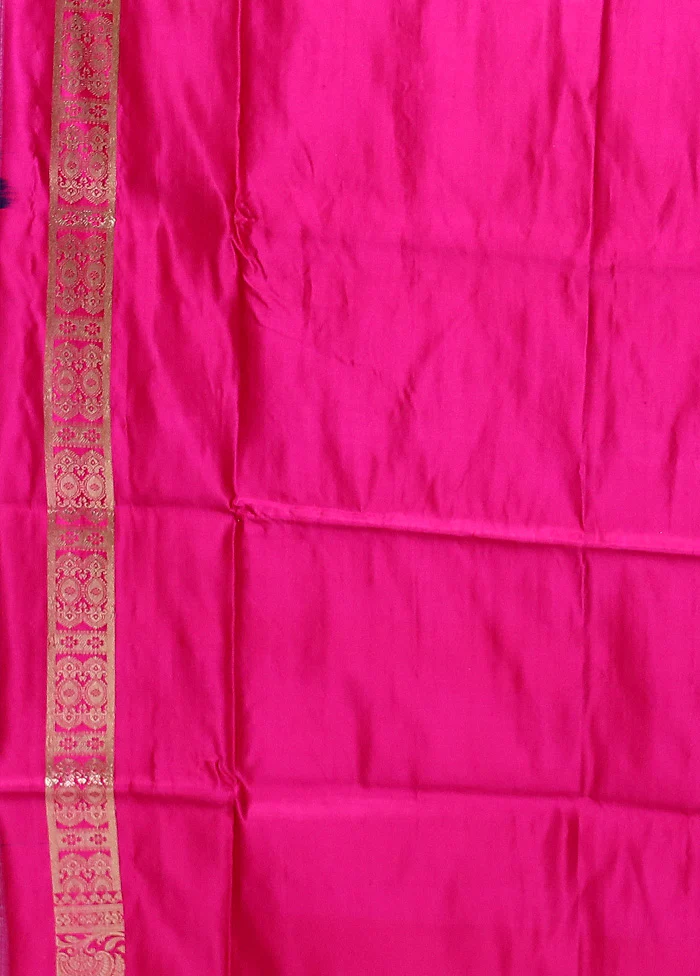 Blue Handloom Banarasi Pure Silk Saree With Blouse Piece - Image 5