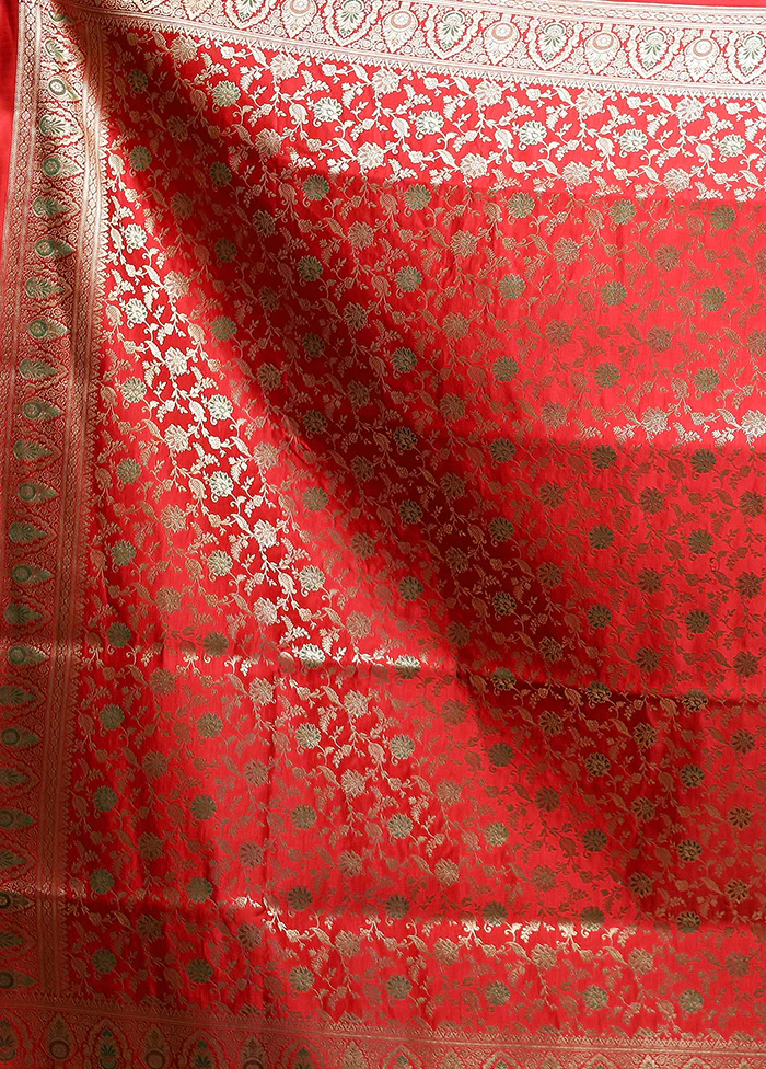 Blue Handloom Banarasi Pure Silk Saree With Blouse Piece - Image 5