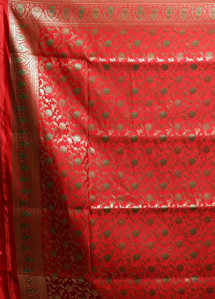 Violet Handloom Banarasi Pure Silk Saree With Blouse Piece - Image 5