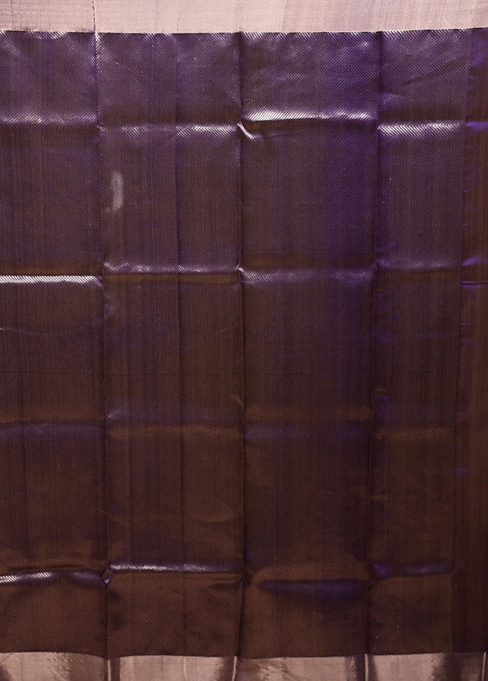 Blue Handloom Chanderi Pure Cotton Saree With Blouse Piece - Image 5