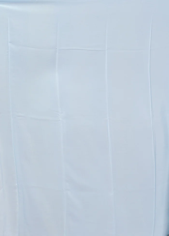 Blue Handloom Chiffon Pure Silk Saree With Blouse Piece - Image 5