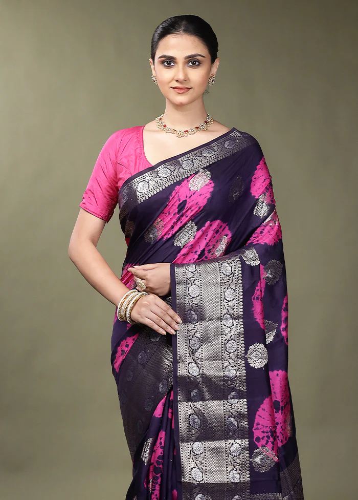 Blue Handloom Dupion Pure Silk Saree With Blouse Piece