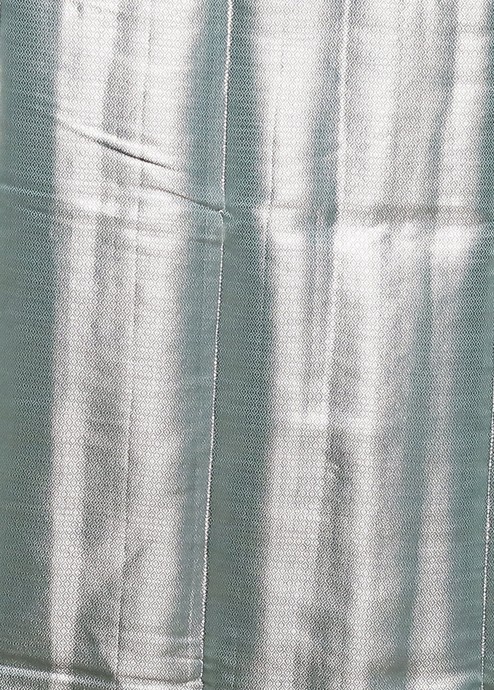 Blue Handloom Dupion Pure Silk Saree With Blouse Piece - Image 5
