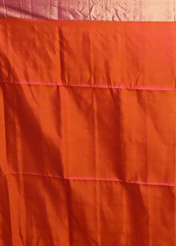Blue Handloom Kanchipuram Pure Silk Saree With Blouse Piece - Image 5