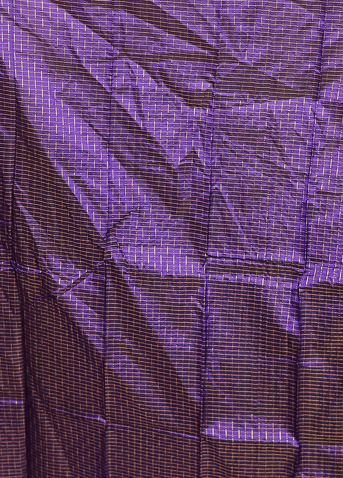 Blue Handloom Kanjivaram Pure Silk Saree With Blouse Piece - Image 5