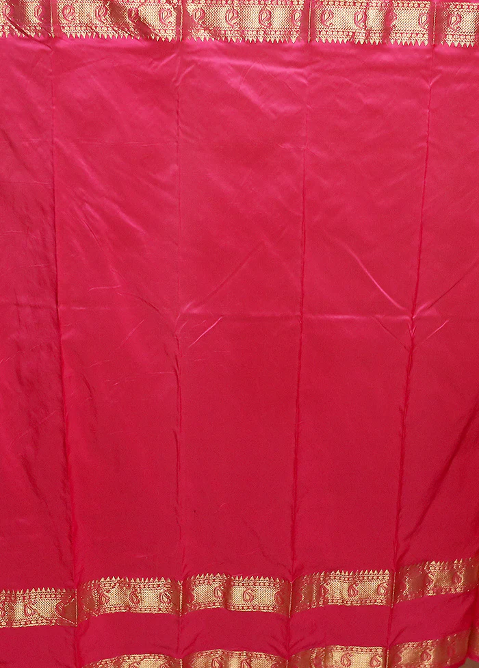 Blue Handloom Kanjivaram Pure Silk Saree With Blouse Piece - Image 5