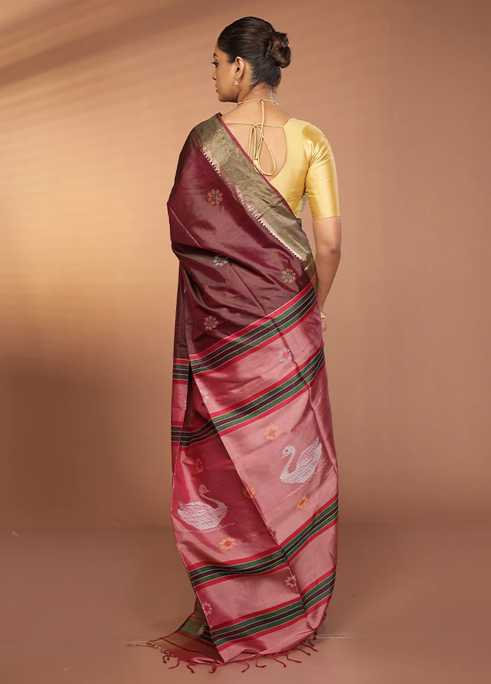 Blue Kalakshetra Pure Silk Saree With Blouse Piece - Image 3