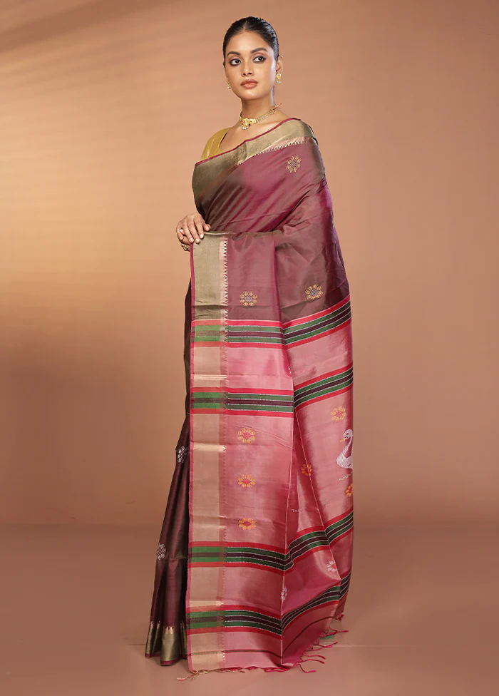 Blue Kalakshetra Pure Silk Saree With Blouse Piece - Image 4