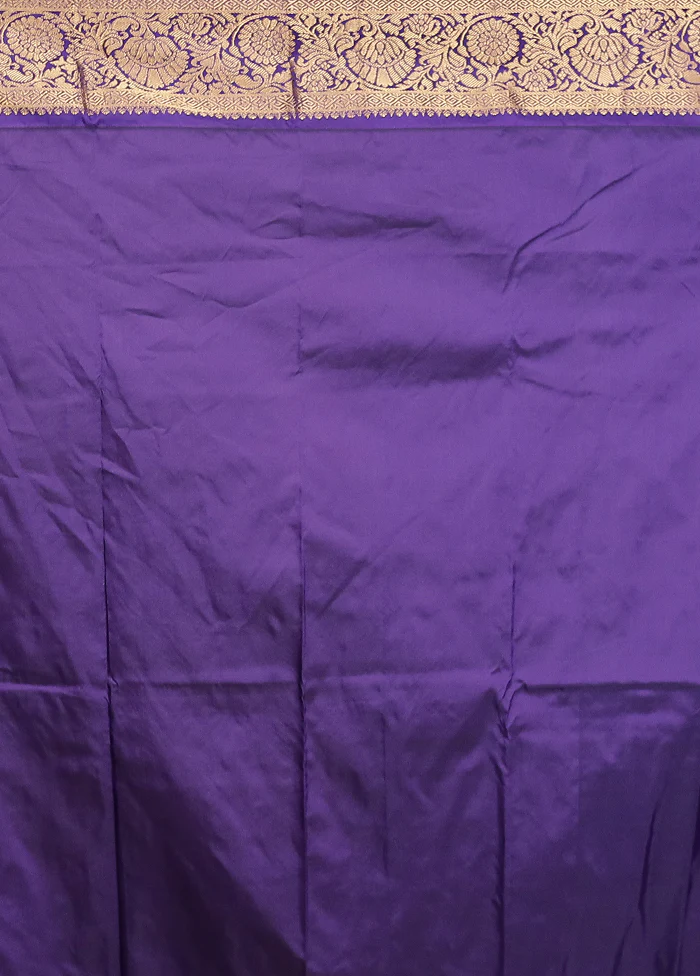 Blue Handloom Kanjivaram Pure Silk Saree With Blouse Piece - Image 5