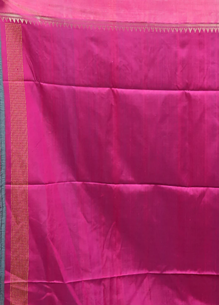 Black Handloom Kanjivaram Pure Silk Saree With Blouse Piece - Image 5
