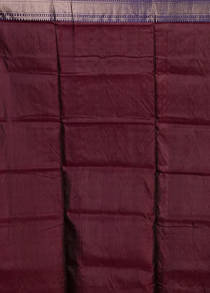 Blue Handloom Kanjivaram Pure Silk Saree With Blouse Piece - Image 5