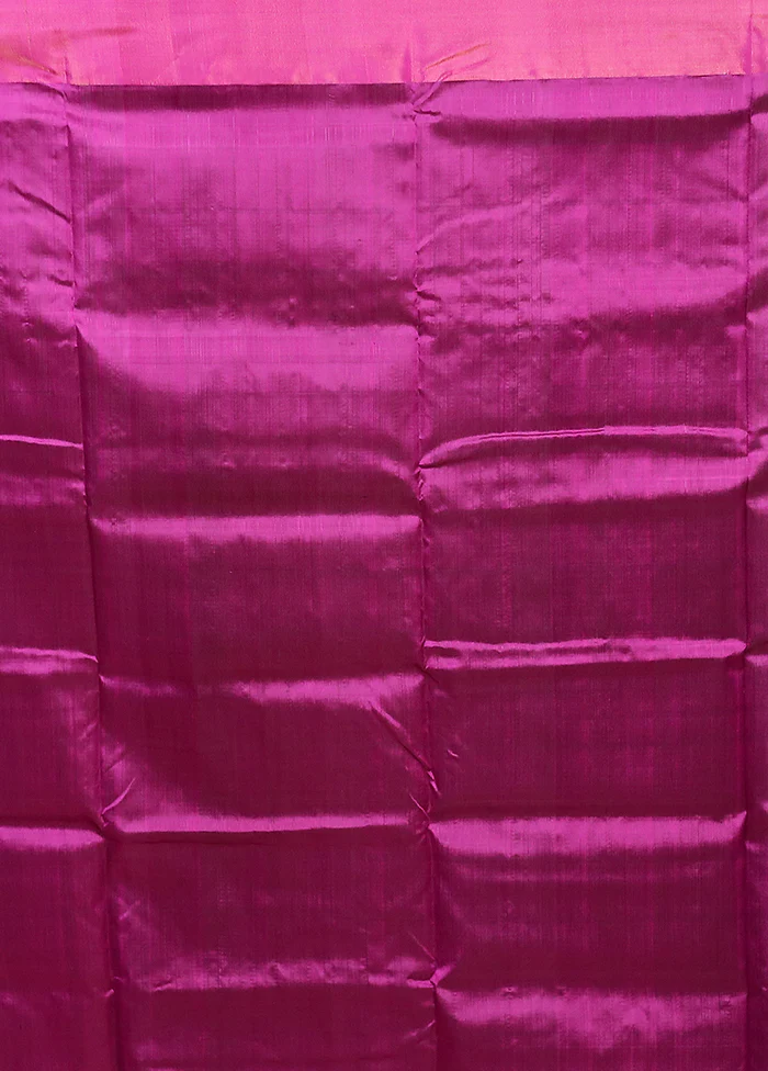 Blue Handloom Kanjivaram Pure Silk Saree With Blouse Piece - Image 5
