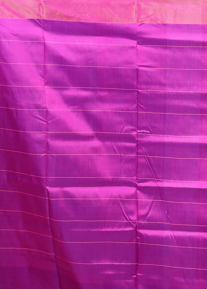 Blue Handloom Kanjivaram Pure Silk Saree With Blouse Piece - Image 5