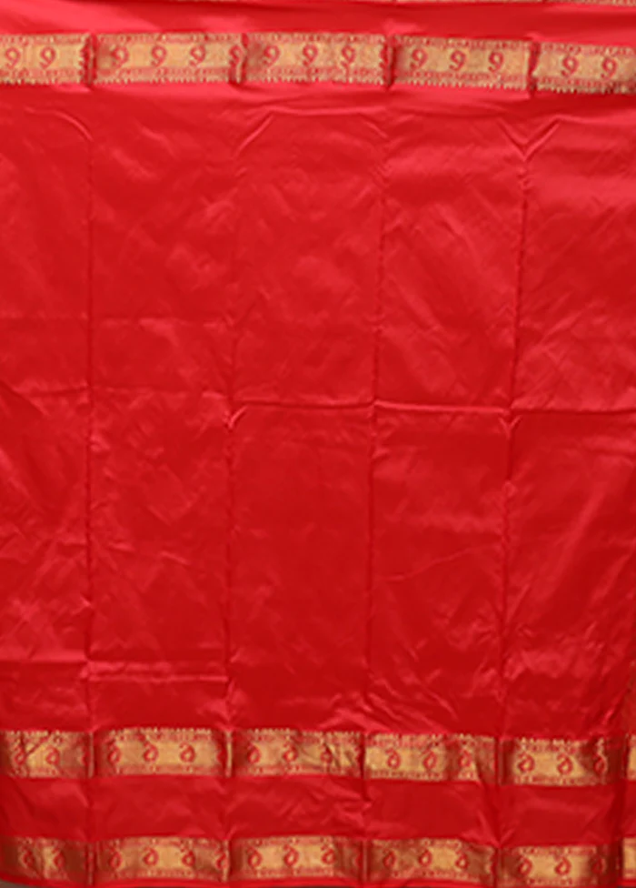Blue Handloom Kanjivaram Pure Silk Saree With Blouse Piece - Image 5