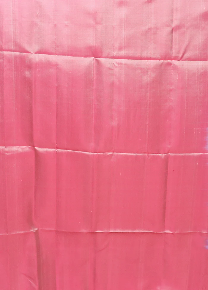 Blue Handloom Kanjivaram Pure Silk Saree With Blouse Piece - Image 5